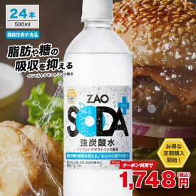 【150円OFFクーポン★定期購入ならいつでもおトク】無糖 強炭酸水 ZAO SODAプラス 500ml 24本 脂肪 糖 整腸 機能性表示食品 送料無料 強炭酸 炭酸 機能性 プレーン 箱買い ライフドリンクカンパニー LIFEDRINK