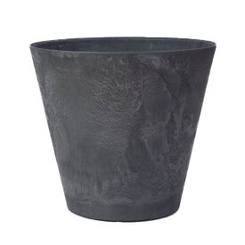 植木鉢 底面給水型(底栓付)アートストーン ラウンド ブラック 黒 43cm（14号）