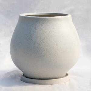 植木鉢 釉薬陶器製インテリアポット オーラ ライトグレー(灰) φ26cm×H24cm(9号)