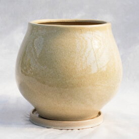 植木鉢 釉薬陶器製インテリアポット オーラ パステルイエロー（黄） φ26cm×H24cm（9号）