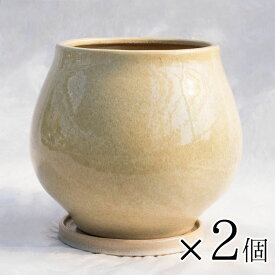 植木鉢 釉薬陶器製インテリアポット オーラ パステルイエロー（黄） φ21cm×H19cm（7号）【2個入】