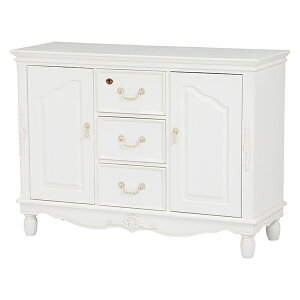 キャビネット RCC-1583エレガントな彫刻が施された引出しつきアンティーク風キャビネット。引き出しは鍵付き。