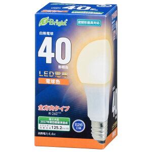 �I�[��(OHM) LED�d�� 40�`���� 551lm �d���F E26 �S�����z��260° ���`���Ή� �I�[���d�@ LDA4L-G AG27 06-4340