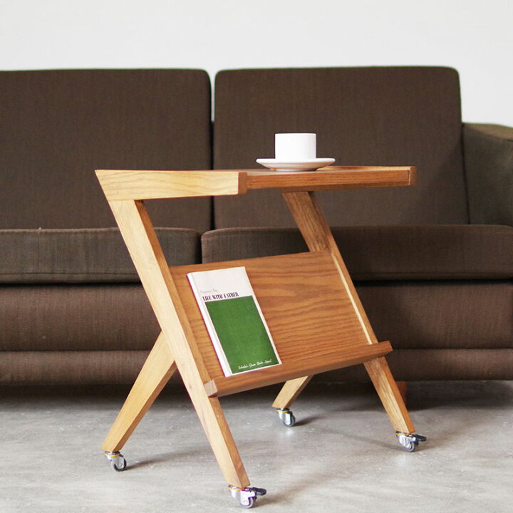 楽天市場】サイドテーブル キャスター木製 無垢材【BI OAK SIDE TABLE  