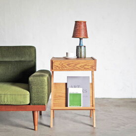 サイドテーブル 木製 無垢材【BI OAK DRAWER TABLE】