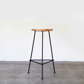 ハイスツール　木製　丸 アイアン　【SL IRON HIGH STOOL】65cm　サイドテーブル　無垢材 ミニマム　シンプル