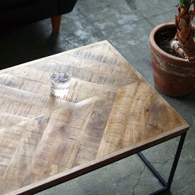 ローテーブル　無垢材　センターテーブル　コーヒーテーブル　インダストリアル家具　アイアン　Lサイズ