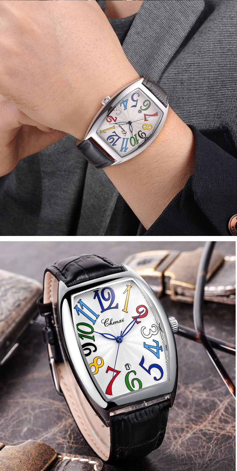 CHENXI ビッグ フェイス メンズ 腕時計 レディース オシャレ シンプル カジュアル クォーツ 革 ブラック ビッグフェイス  プレゼントにもオススメ LIFEGROW