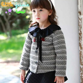 【Kara jacket】子供服 フォーマル かわいい キッズ 女の子 韓国子供服 女の子 秋冬 スプライト柄 100 110 120 130 140 長袖 トップス ガールズ アウター 長袖 ジャケット　ボーダー　防寒用　アウター　冬　秋