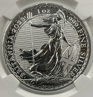 2023年 イギリス ブリタニア ロイヤルミント 1oz 2ポンド 銀貨 エリザベス2世 NGC社鑑定 MS69 お買い物マ…
