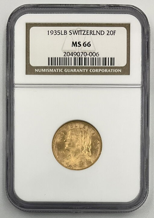 楽天市場】1935年 LB スイス ヘルヴェティア 20フラン 金貨 アルプスの 