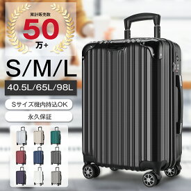 【50％割引以上】＼楽天1位／スーツケース 隠しフック キャリーバッグ キャリーケース 機内持ち込み 静音 ダブルキャスター 360度回転 TSAローク搭載 ファスナー式 ビジネス 出張 (S/M/L, 40.5L/65L/98L)