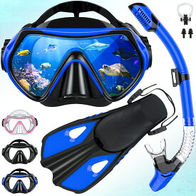 【楽天1位獲得】シュノーケリング シュノーケル マスクシュノーケリング セット ドライスノーケル 足ひれ 鼻クリップ 浸水防止 強化ガラス 耐衝撃 耐圧力 初心者向け 着脱簡単 男女兼用 収納バッグ付