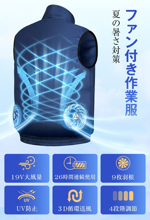 楽天市場】空調作業服 ファン付き作業服 ウェア ベスト 30000mAh 