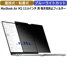 MacBook Air 13 M3 / M2 13.6インチ 用 着脱式 のぞき見防止 フィルム プライバシーフィルター ブルーライトカット 2024 2022 反射防止 保護フィルム 覗き見防止