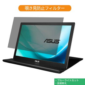 ASUS MB169B+ 15.6インチ 16:9 向けの 覗き見防止 プライバシー フィルター ブルーライトカット 保護フィルム 反射防止タブ・粘着シール式