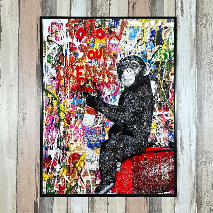 楽天市場】水晶パネル アートパネル 60×80cm ポップアート 黒フレーム 