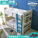 【特殊 高反発マット×2枚付】 二段ベッド LED照明 宮付き コンセント付き ブックシェルフ 耐荷重900kg シングル＆キング対応 高さ調節 左右組み換え 垂直はしご 棚 2段ベッド 2段ベット 二段ベット おしゃれ 大人用 ミリオン