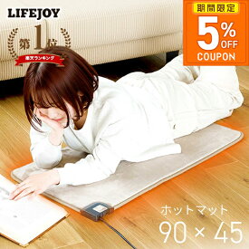 ［5％OFFクーポン★マラソン限定］ホットマット 電気マット 電気座布団 90cm×45cm フランネル マット ホットカーペット ミニ 正方形 強弱切替 メーカー 1年保証 ダークブラウン グレイジュ モカ 電気ミニマット ライフジョイ オフィス 仕事用 母の日 父の日 ギフト