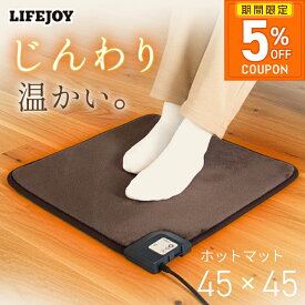 ［5%OFFクーポン★期間限定］ホットマット 電気座布団 45cm×45cm 全3色 フランネル 電気マット ヒーター ホットカーペット ミニ 正方形 省エネ 強弱切替 ダークブラウン グレイジュ モカ 電気マット ホットクッション ライフジョイ 父の日 ギフト プレゼント