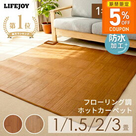 ［5%OFFクーポン★期間限定］ホットカーペット 1畳 1.5畳 2畳 3畳 フローリング調 ラグ 不要 電気カーペット カーペット ホット カーペット ブラウン ベージュ 防水 テーブルマット 日本製 メーカー 1年保証 ライフジョイ 公式 父の日 ギフト
