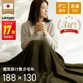 【P17倍！】電気毛布 掛け敷き 日本製 両面 フランネル 掛け敷き兼用 188cm×130cm 洗える シングル ダニ退治 ACコンセント 電気掛け敷毛布 かけしき 掛け敷き兼用 しき毛布 省エネ JCBR803 ライフジョイ