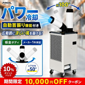 ［10,000円OFFクーポン＆P10％★期間限定］スポットクーラー 業務用 移動式クーラー 自動首振り 1口 スポットエアコン 2.5kW 板金ボディ 100V 省ドレン 排熱ダクト付 ドレンホース キャスター付 メーカー1年保証 工場用 工業用 業務用エアコン ポータブルエアコン CSA253