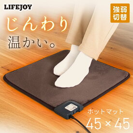 ホットマット 電気座布団 45cm×45cm 全3色 フランネル 電気マット ヒーター ホットカーペット ミニ 正方形 省エネ 強弱切替 ダークブラウン グレイジュ モカ 電気マット ホットクッション ライフジョイ 父の日 ギフト プレゼント