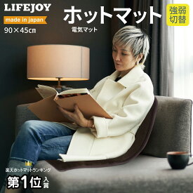 ホットマット 90cm×45cm 全3色 フランネル 電気マット ミニホットカーペット 長方形 ふかふか 省エネ 強弱切替 足元暖房 デスク下 ダークブラウン グリーン グレー イエロー ライフジョイ