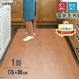 ホットカーペット 1畳 88cm×176cm 防水 フローリング調 電気カーペット ブラウン ベージュ ひとり用 木目調 JPJ101WB JPJ101WC ライフジョイ