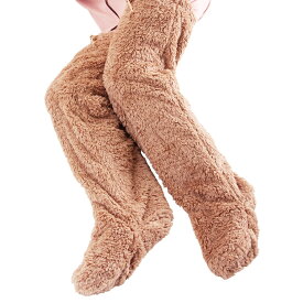 極暖 足が出せるロングカバーストッパー付き ブラウン M 寒さ対策 レッグウェア レッグウォーマー もこもこ 靴下 冷え性 冷え性対策 ふわふわ ルームウェア ソックス 防寒 防寒グッズ 冬グッズ ギフト プレゼント 暖かい Mサイズ アルファックス 足 膝 保温 対策 便利 グッズ