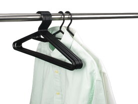 【スリムハンガー10本組】プラスチック製 収納ハンガー スリムタイプ シンプル構造 省スペース フックは固定式 2色展開 ブラック カラフル