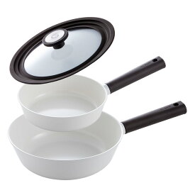 【今だけ20%OFF！】セラミックフライパン 3点セット 20cm 24cm深型 兼用フタ(22/24/26cm対応) IH&ガス火 対応 GLAMP. グランプ フライパン グリルパン 焦げ付き防止機能 天然ミネラル 安全 セラミック コーティング PFASフリー PFOA不使用 父の日 トライアルセット