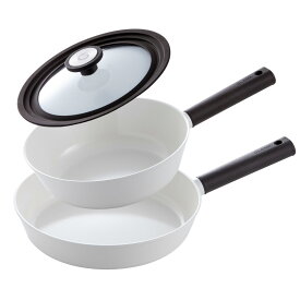 【今だけ20%OFF！】セラミックフライパン 3点セット 24cm深型 26cm 兼用フタ(22/24/26cm対応) IH&ガス火 対応 GLAMP. グランプ フライパン グリルパン 焦げ付き防止機能 天然ミネラル 安全 セラミック コーティング PFASフリー PFOA不使用 父の日 トライアルセット