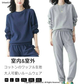 秋冬 グレー 冬 秋 大きいサイズ 大きい ルームウェア ゆったり パジャマ 5L上下セット 4L 3L LL L M セットアップ 上下 部屋着 長袖 無地 レディース スウェット