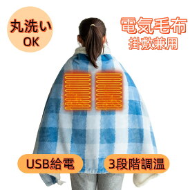 電気毛布 ブランケット USBブランケット 電気ひざ掛け 80*130cm レッドとベージュ絵柄版は80*140cm　 電気 毛布 あったか 冷え症 足元 寒さ対策 春秋 車 オフィス キャンプ ホット ヒーター おしゃれ 暖房器具 3段階温度調節 USB給電 プレセット 父親 母親 両親