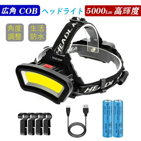 広角 ヘッドライト COB LEDヘッドライト 5000ルーメンusb充電式 夜釣り 最適 登山 キャンプ アウトドア 災害 停電用 軽量 ヘルメットライト