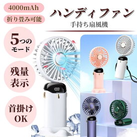 2個セット　携帯扇風機【手持ち＆卓上 ＆首掛＆残量表示】 静音4000mAh ハンディファン 強力 手持ち 卓上 首掛け扇風機 静音 コンパクト 折り畳み ファン LEDディスプレイ 5段階風量調節 バッテリー残量可視 熱中症/暑さ対策 花見/花火大会/スポーツ観戦 USB充電式 N15