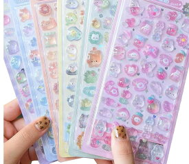(6枚入り)ぷっくり ボンボンドロップ風 3D立体シール ドロップ クリスタルジェルシール ジェルステッカー シール 可愛い 立体 キラキラ 文房具 手帳 ぷくぷく装飾用 手作りノートパソコン 日記の文房具ステッカー 装飾アイテム 飾り付けに最適