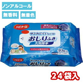 【 ハビナース やぶれにくいタイプのおしりふき 1ケース24袋 大判厚手 1袋40枚入 】やぶれにくい 大判 厚手 ノンアルコール 無香料 防災 備蓄 施設 病院 介護 福祉 介護用品 看護 高齢者 大人 ベビー 在宅介護 オムツ おむつ おしりふき 送料無料 ウェット 清拭 体 からだ