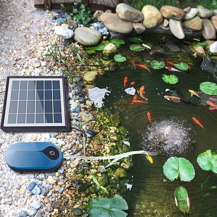 Biling エアーポンプ エアポンプ 太陽光充電式 庭池 軽量 エアーレーション 静 コンパクトガーデン噴水 2 5w 生け簀 音設計 発電パネル 魚タンク アクアリウム 酸素パイプ ソーラーポンプ