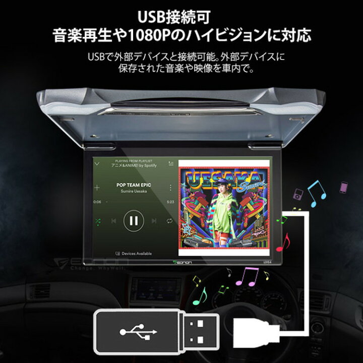 楽天市場】EONON 11.6インチフリップダウンモニター 12V車専用 車載 