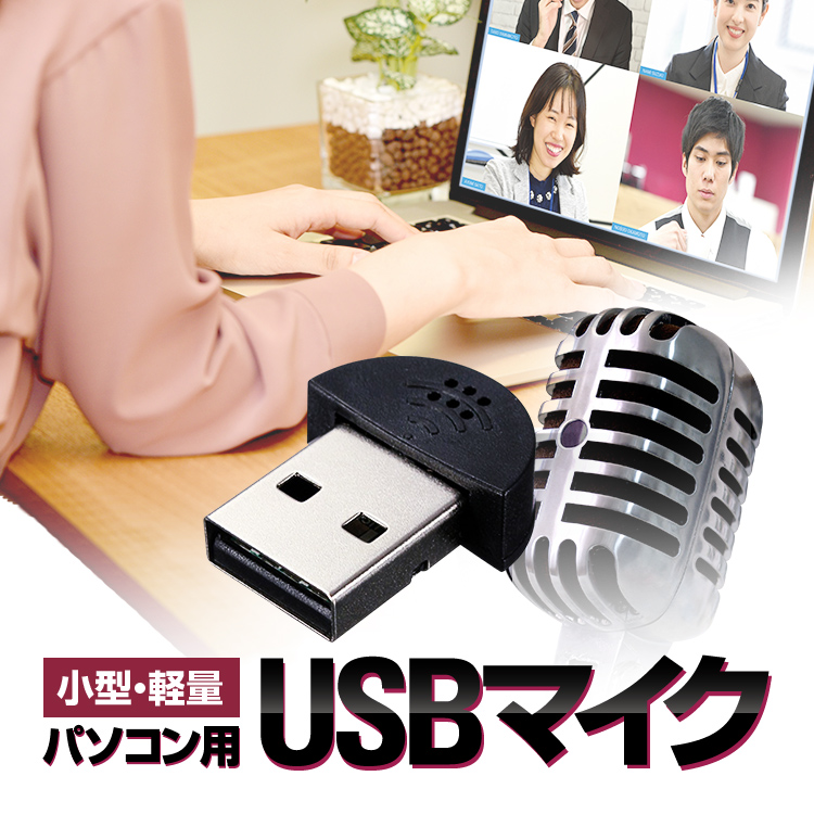 PC用USBマイク 軽量小型設計 汎用 USBに挿すだけ簡単 PC通話 ドングル Windows MacOS対応 LP-USBMIC3017 送料無料