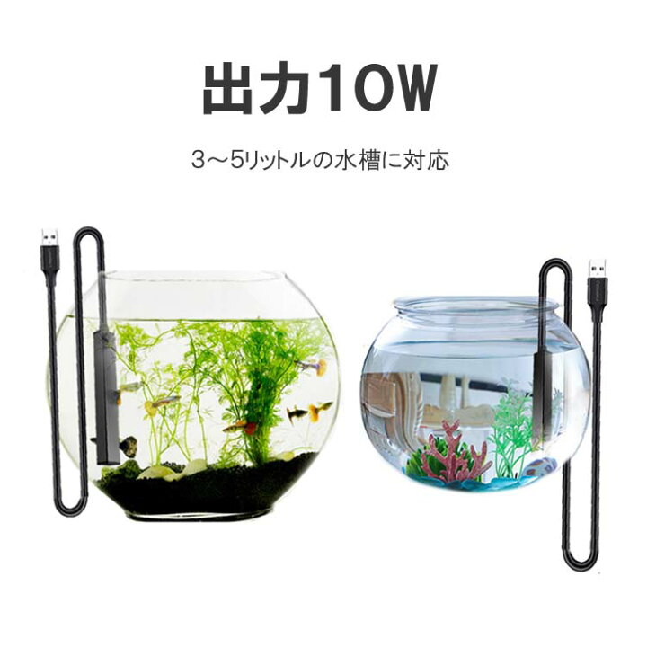楽天市場】小型USB水槽ヒーター 10W 過熱保護 耐久 水中ヒーター 3〜5 