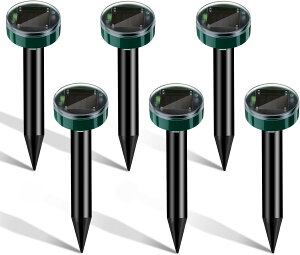 ソーラー式 モグラ撃退器 超音波 ネズミ駆除 ヘビよけ 自動周波数変換 太陽電池パネル IP66立体防水 大容量リチウム電池 LED警告灯 芝生 庭園 畑用