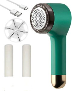 アップデート版 先行販売 毛玉取り けだまとり 電動 設計 毛玉取り機 様々な衣類に対応 強力6枚刃モデル USB充電式 コードレス使用可 2-in-1デザイン 安全ロック機能 2*粘着ローラー (グリーン)