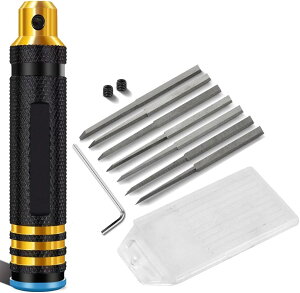 スジボリ スジ彫り タガネ 7本セット筋彫り ラインチゼル パネルライン ラインスクライバー タングステン鋼材質 プラモデル用タガネ マルチサイズ 模型 工具 グリップ付き 0.1mm 0.2mm 0.4mm 0.6mm