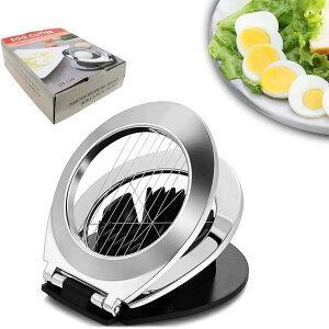 「1」ゆで卵 カッター 卵カッター エッグスライサー ステンレス鋼製 2イン1多機能卵カッター 卵切器 玉子切り玉子カッター シンプル エッグスライサー 縦横兼用 パッケージボックス付き