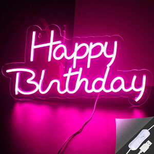Happy Birthday LED�l�I���T�C��25x45cm�uHappy Birthday�v�����A�[�g���C�g�Ǒ����l�I�����C�g�Q���p�L�b�Y���[���������̒a�����p�[�e�B�[�̑���USB�d���t��