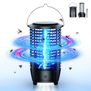 電撃殺虫器 コバエ取り【2024年新版&強力に殺虫?LEDライト】捕虫器 電気蚊取り器 360°強力蚊除け LED誘虫灯 UV光源吸引式 殺虫ライト 蚊取りライト 3600mAh大容量 虫取り 蛾 蚊 コバエ 駆除 Type-C充